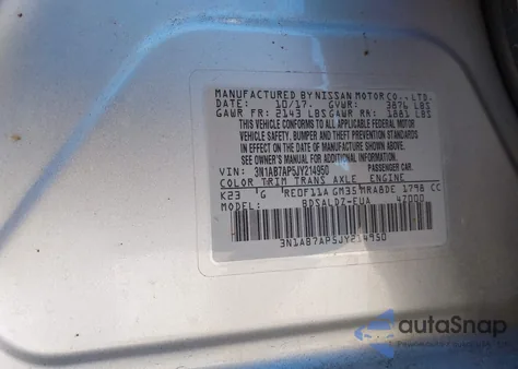 2018 Nissan Sentra Sv from USA, damaged, VIN 3N1AB7AP5JY214950